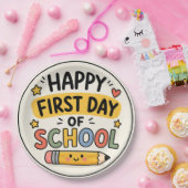 新学期おめでとう かわいいペンシル ペーパープレート (パーティー)