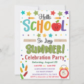 新学期おめでとう！学校へようこそ 夏の別れパーティー 招待状 (正面)