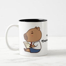 新学期おもしろいカピバラマグ | かわいい学生 ツートーンマグカップ