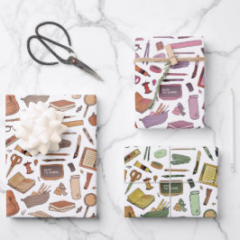 新学期おもしろいカラフルアイコン3 ラッピングペーパーシート