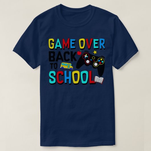 新学期おもしろいゲームオーバー先生学生コン Tシャツ (デザイン正面)