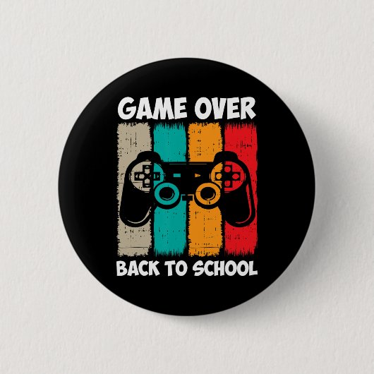 新学期おもしろいゲームオーバー先生学生ビデオ 缶バッジ (正面)