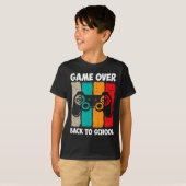 新学期おもしろいゲームオーバー先生学生ビデオ Tシャツ (正面フル)