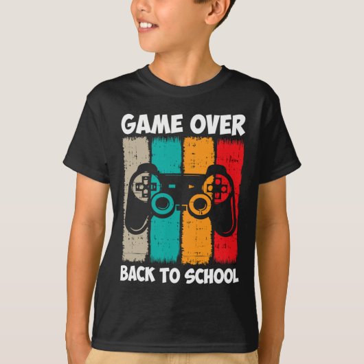 新学期おもしろいゲームオーバー先生学生ビデオ Tシャツ (正面)