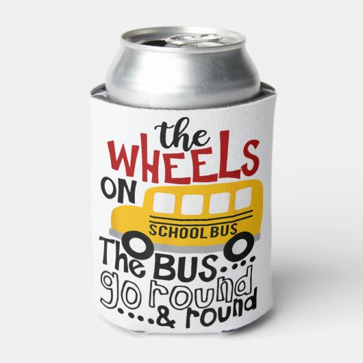 新学期おもしろいバスの幼児の車輪 缶クーラー (缶正面)
