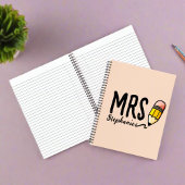 新学期かわいいピンクの鉛筆先生キッズ名 ノートブック