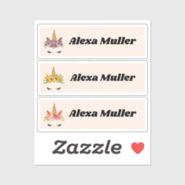 新学期かわいいユニコーンの名前ステッカー シール