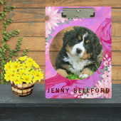 新学期かわいい犬ピンクのフローラ水色 クリップボード