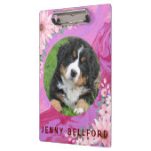 新学期かわいい犬ピンクのフローラ水色 クリップボード (左)