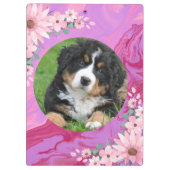 新学期かわいい犬ピンクのフローラ水色 クリップボード (裏面)