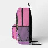 新学期かわいい犬ピンクのフローラ水色 プリントバックパック (右)