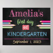 新学期こんにちは幼稚園の名前の日付 ポスター (正面)