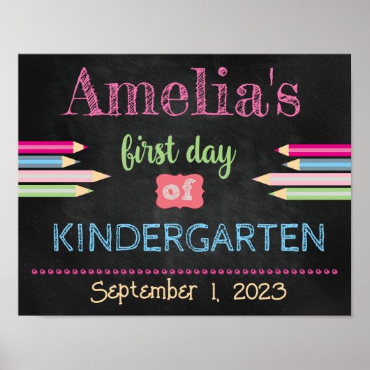 新学期こんにちは幼稚園の名前の日付 ポスター (正面)