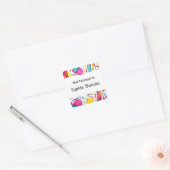 新学期にぴったり!楽しくてカラフルなラベル スクエアシール (封筒)