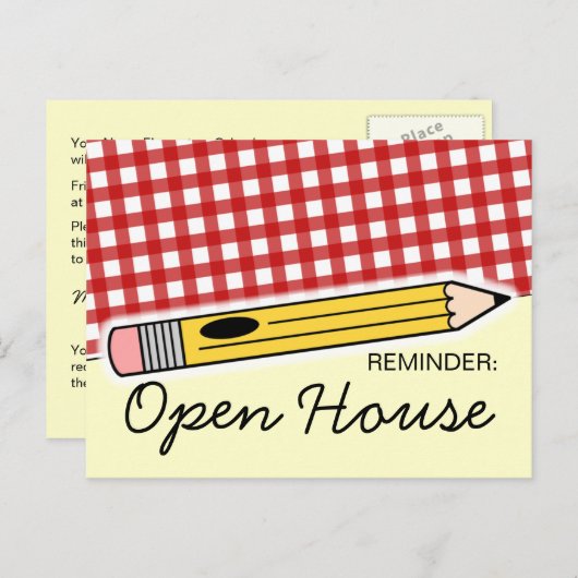 新学期のオープンハウス/オリエンテーションの郵便はがき 案内ポストカード (正面/裏面)