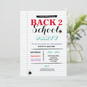 新学期のパーティーのノート紙のおもしろいインク招待 招待状 (スタンド正面)