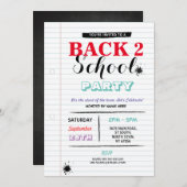 新学期のパーティーのノート紙のおもしろいインク招待 招待状 (正面/裏面)