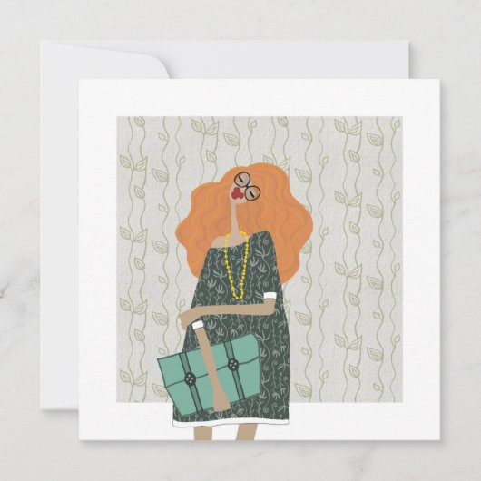 新学期のファッションアイコン ファッションイラスト 招待状 (正面)