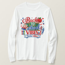 新学期のワクワク先生バージョン長袖Tシャツ