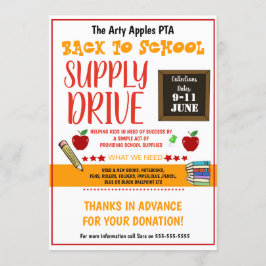 新学期の供給ドライブ募金活動のフライヤ 招待状