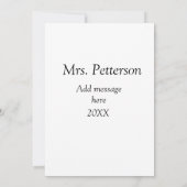 新学期の先生への感謝を伝える年組メッセージカード 招待状 (裏面)