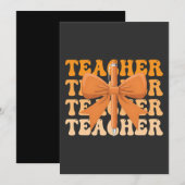 新学期の先生への感謝 ボウ コケッティ 招待状 (正面/裏面)