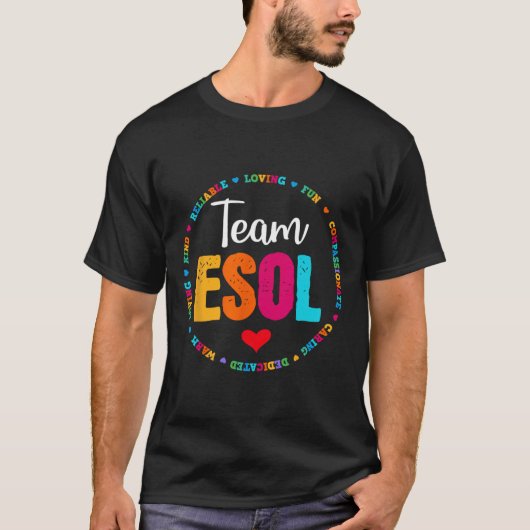 新学期の先生クルー生徒 - チームESOL Tシャツ (正面)