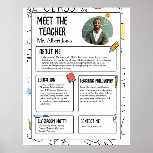 新学期の先生紹介 フライヤー 現代的なデザイン ポスター (正面)