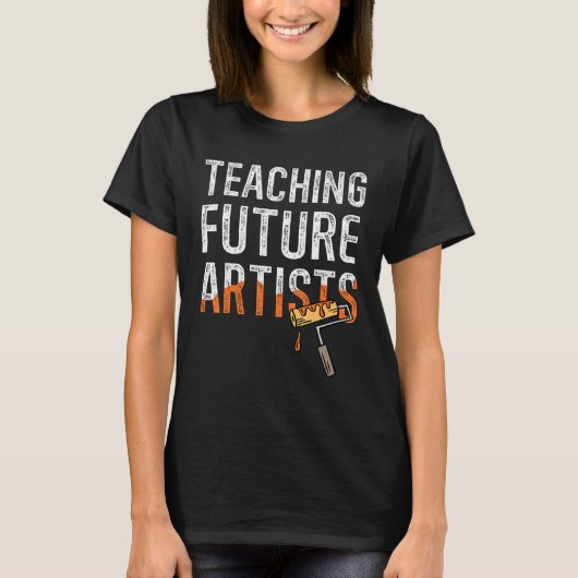 新学期の先生 スクールバックを持つ未来のアーティストたち 先生 Tシャツ (正面)
