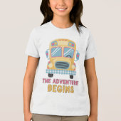 新学期の冒険が始まる 学校バス トライブレンドTシャツ (正面)