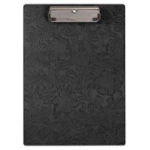 新学期の大学黒の素朴な革 クリップボード (正面)