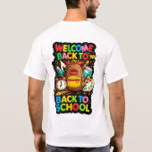 新学期の始まり – カラフルな教室と勉強 Tシャツ (裏面)