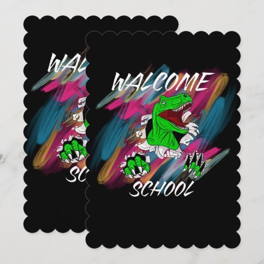 新学期の始まり WELCOME BACK TO SCHOOL 招待状 (正面/裏面)