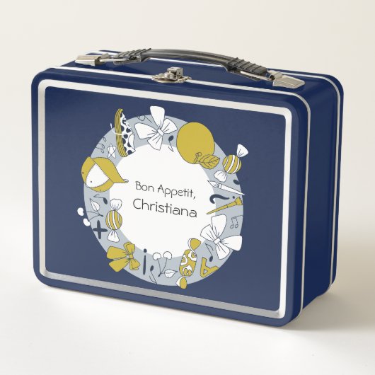 新学期の小さなもの メタルランチボックス (正面)