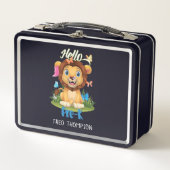 新学期の最初の日Pre-Kライオン&バタフライ メタルランチボックス (正面)