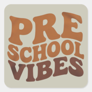 新学期の最初の日Pre-K Preschool Groovy スクエアシール