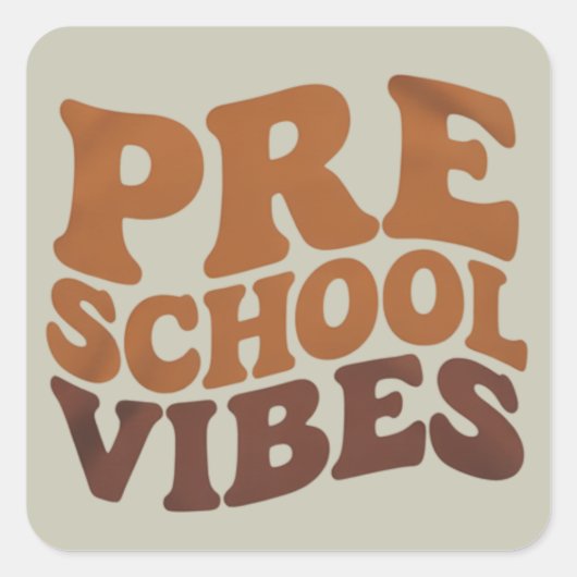 新学期の最初の日Pre-K Preschool Groovy スクエアシール (正面)
