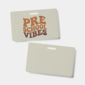 新学期の最初の日Pre-K Preschool Groovy バッジ (正面＆裏面)
