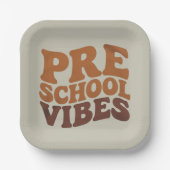 新学期の最初の日Pre-K Preschool Groovy ペーパープレート (正面)
