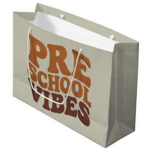 新学期の最初の日Pre-K Preschool Groovy ラージペーパーバッグ