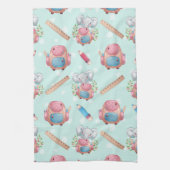 新学期の象のパターン キッチンタオル (縦)