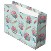 新学期の象のパターン ラージペーパーバッグ (正面アングル)