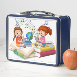 新学期の輝き:彼女の新しいお気に入りの メタルランチボックス