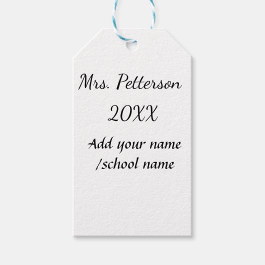 新学期の追加先生名の年度学校名 ギフトタグ (正面)