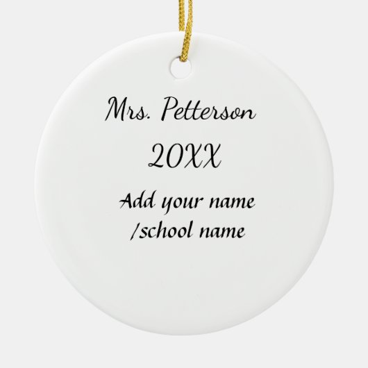 新学期の追加先生名の年度学校名 セラミックオーナメント (正面)