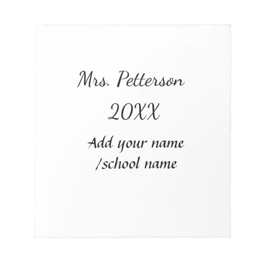 新学期の追加先生名の年度学校名 ノートパッド (正面)