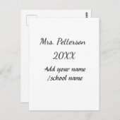 新学期の追加先生名の年度学校名 ポストカード (正面/裏面)