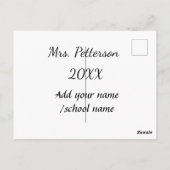 新学期の追加先生名の年度学校名 ポストカード (裏面)