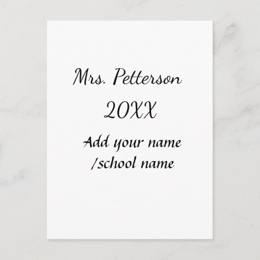 新学期の追加先生名の年度学校名 ポストカード (正面)