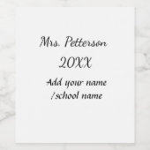 新学期の追加先生名の年度学校名 ワインラベル (シングルラベル)